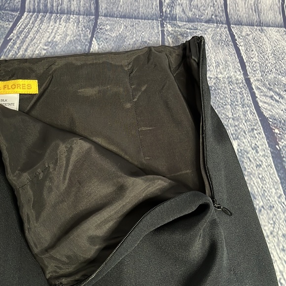 Flores & Flores Black 100% Silk Flare Skirt, 10 - Picture 3 of 5